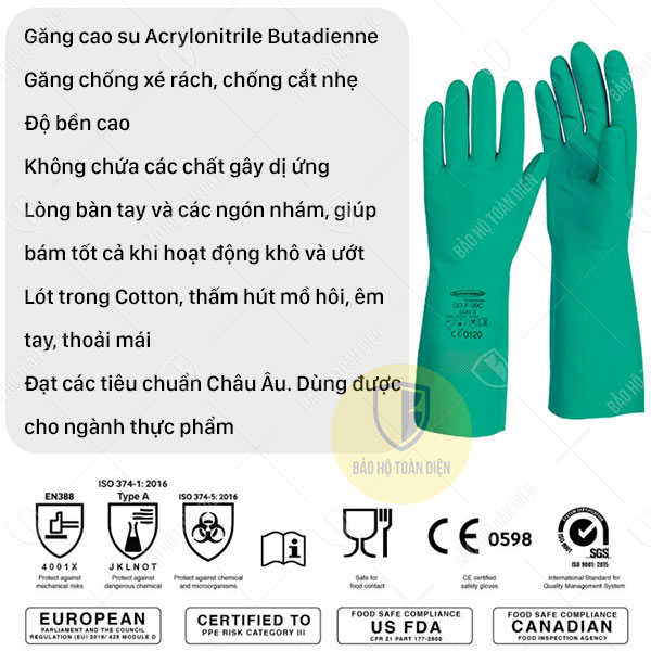 găng tay cao su chống hóa chất nastah nf 1513